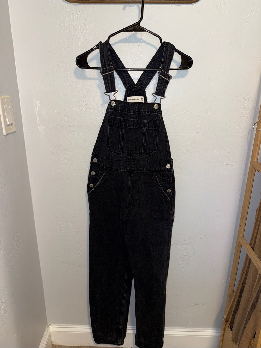 Abercrombie & Fitch Black Washed Denim Overalls